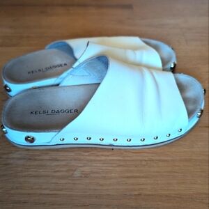 Kelsi Dagger Brooklyn Leather White Studded Sandals 6.5